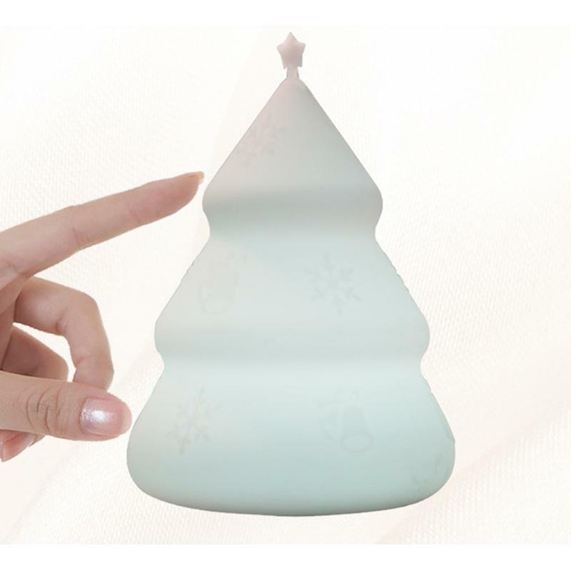 Cute LED Xmas Santa Shaped Tree Night Light with Touch Sensor Portable Silicone