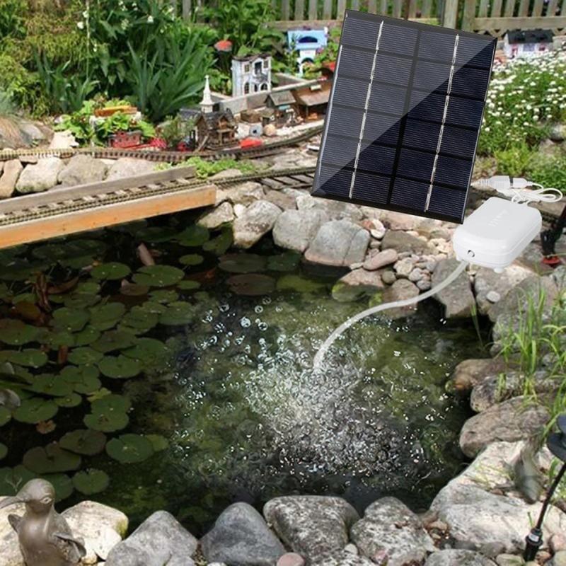 Household Aquarium Oxygen Maker Pump 2W Solar Air Pump for Fish Tank Garden Pond