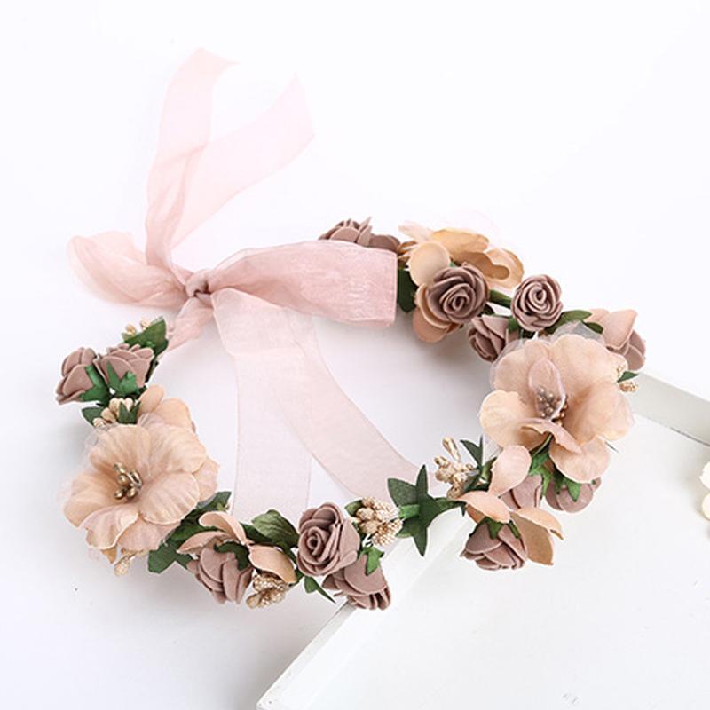 Eye-catching Floral Wreath Hairband Adjustable Flower Hair Headband for Wedding