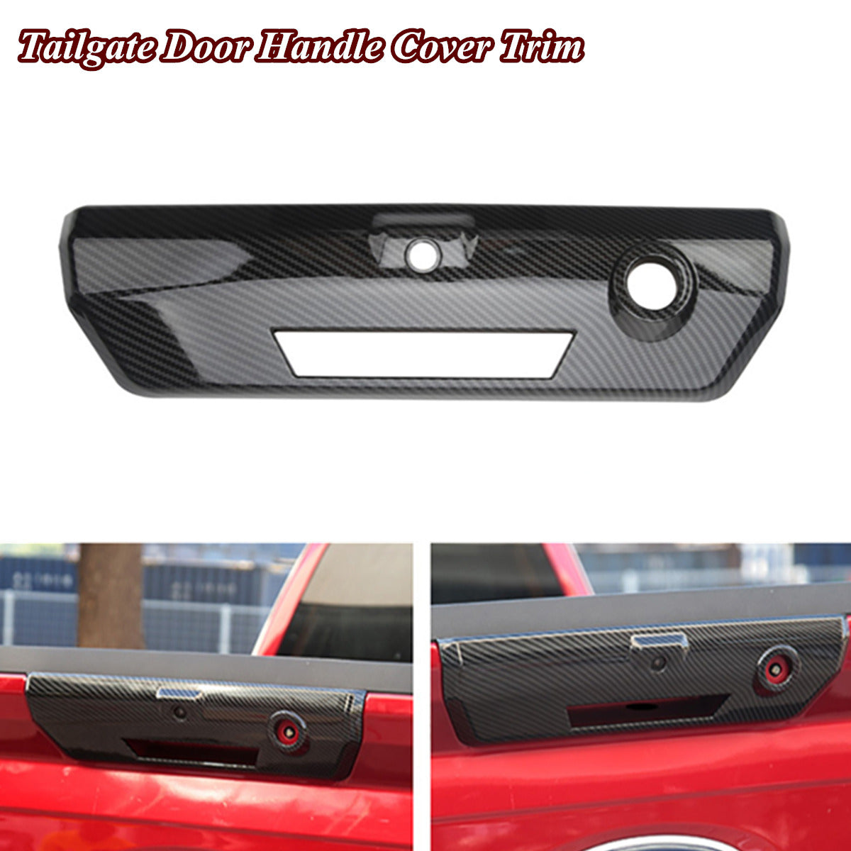 Carbon Fiber Look ABS Tailgate Door Handle Cover Trim For Ford F150 F-150 2021