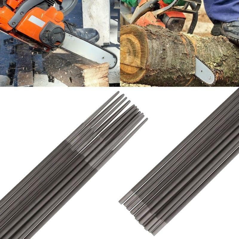 12Pcs/Set 3/16in (4.8mm) Chainsaw File Set Manual Chain Saw Blade Sharpener File