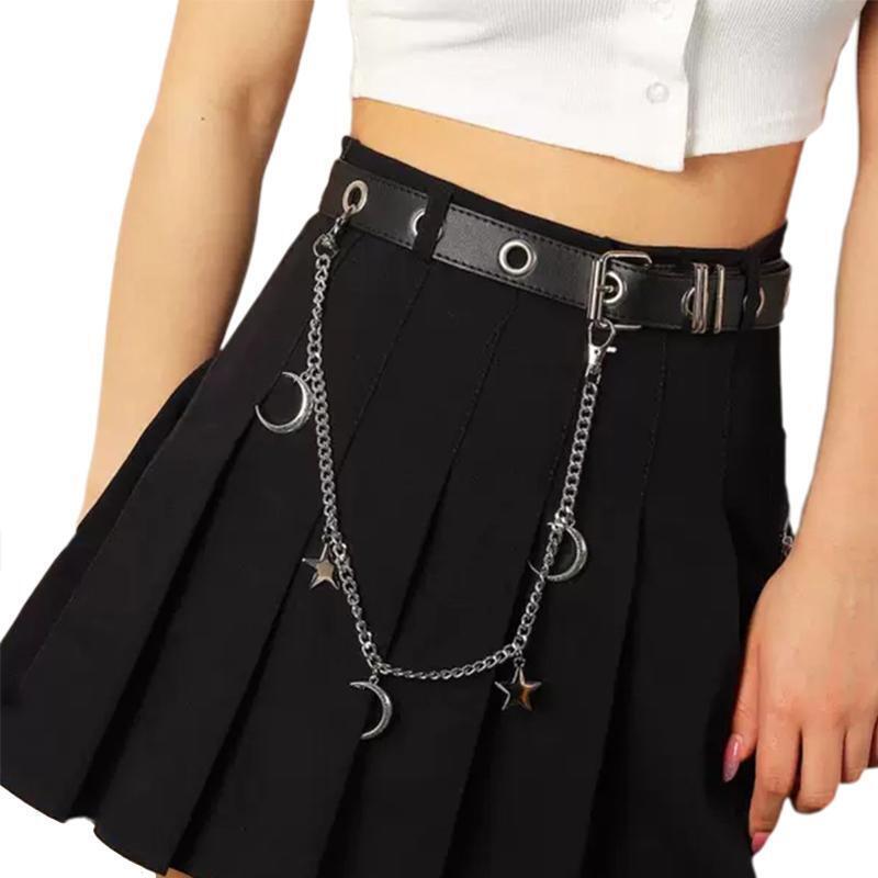 Harajuku Women Jeans Chain Single-Layer Star Moon Shape Pendant Chain for Pants