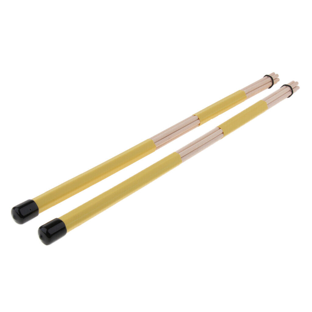 Pro Wooden Drumsticks Brushes Drum Sticks Rod for Drummer Yellow