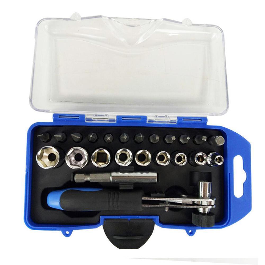 23pcs Sleeve Screwdriver Ratchet Wrench Socket Spanner Drill Repair Tool