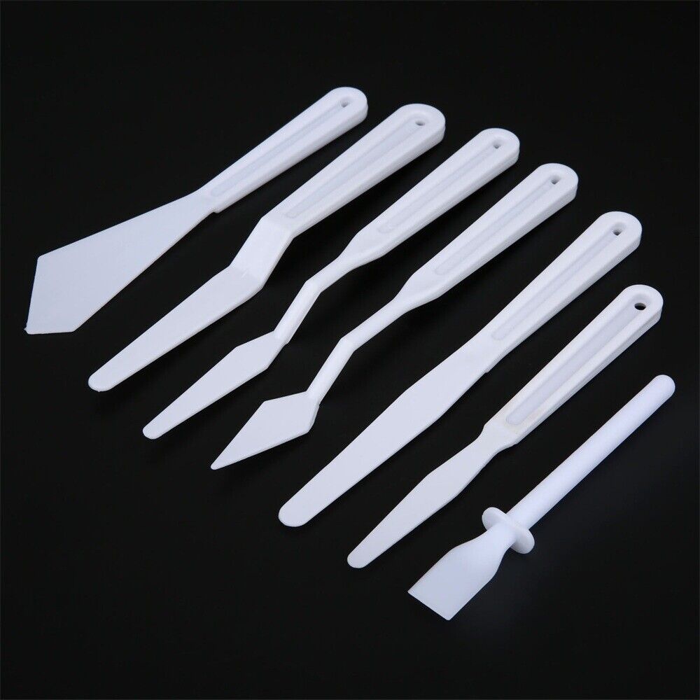 7Pcs Portable Artist Tool Plastic Palette Knives Scraper Spatula Shove Art Kits