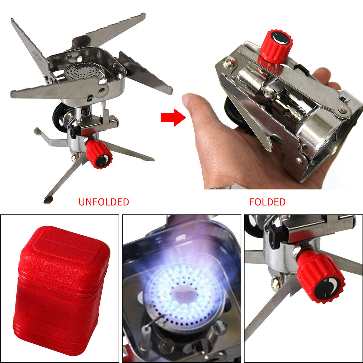 Outdoor Gas Stove Portable Stainless Steel Cooking Stove for Hiking Picnic