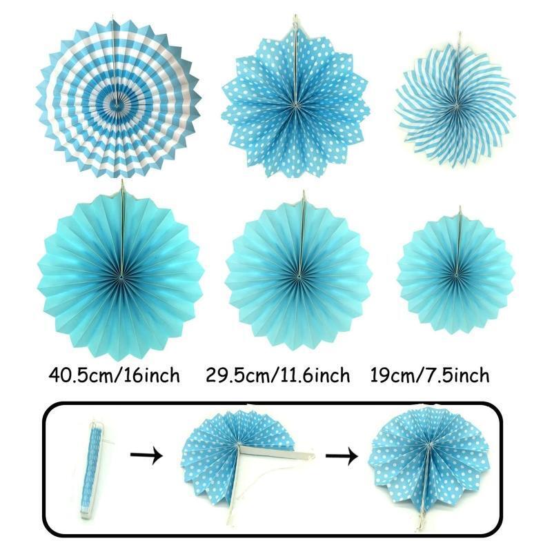 Paper Fans Tissue Pom Poms Dot Garland Triangular Banner Kit Supplies
