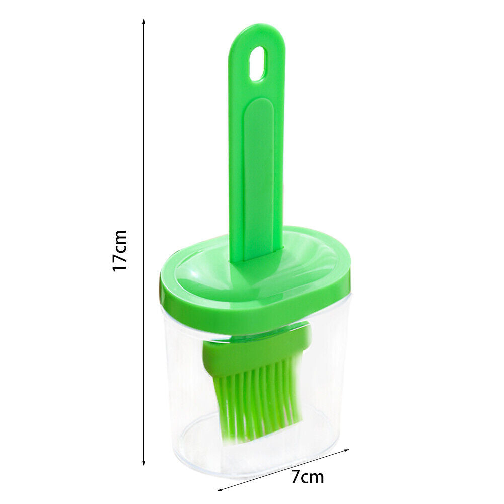 Portable Silicone Oil Bottle with Brush BBQ Grill Oil Pancake Tools (Green)
