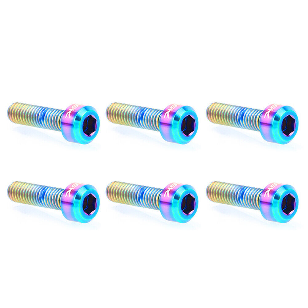 RISK 6pcs Titanium Stem Screws Bicycle MTB Handlebar Lock Bolts (M5X16mm)