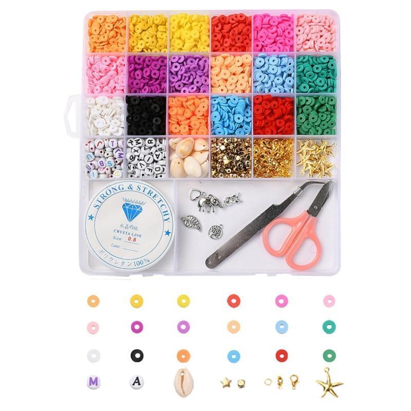 Mixed Clay Heishi Beads Flat Round Polymer Clay Beads DIY Jewelry Marking Kit