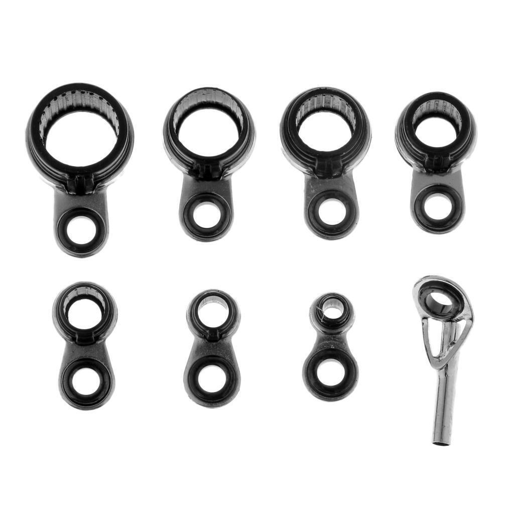 Prettyia 8pcs Fishing Rod Guides Eye Rings DIY Rod Building Ceramic Ring