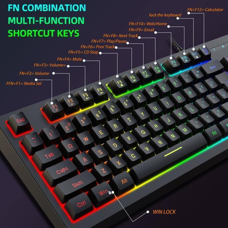 Y-200 Wired Gaming Keyboard 87 Keys Mechanical Shaft RGB Backlits No Conflicting