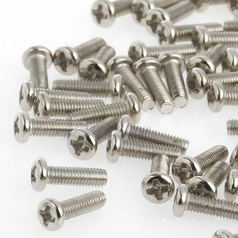 100 Pcs Stainless Steel Fasteners Bolts M3x10mm Metric Phillips Pan Head Screws