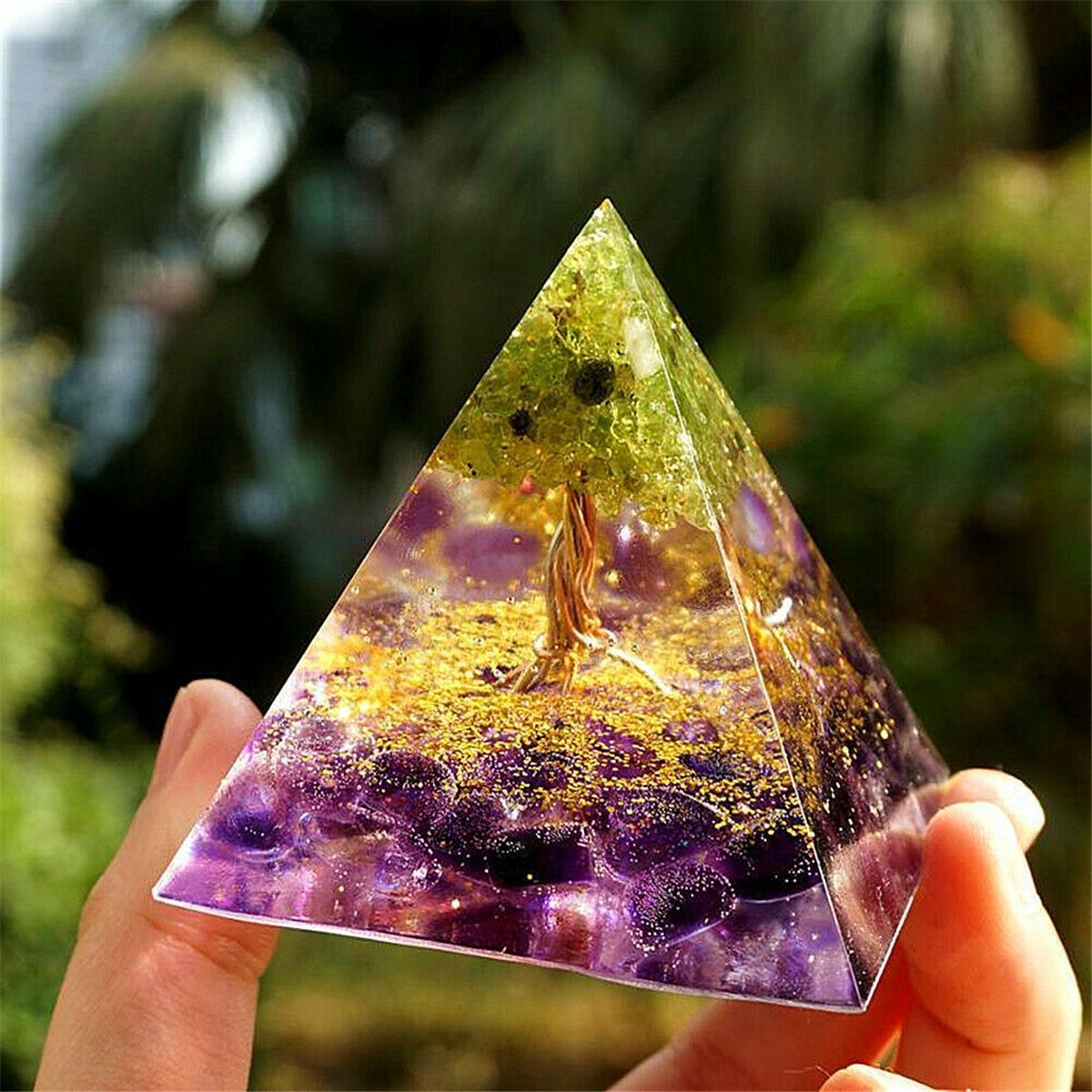 Crystal Chakra Orgone Pyramid Energy Orgone Stone Amethyst Peridot Crystal