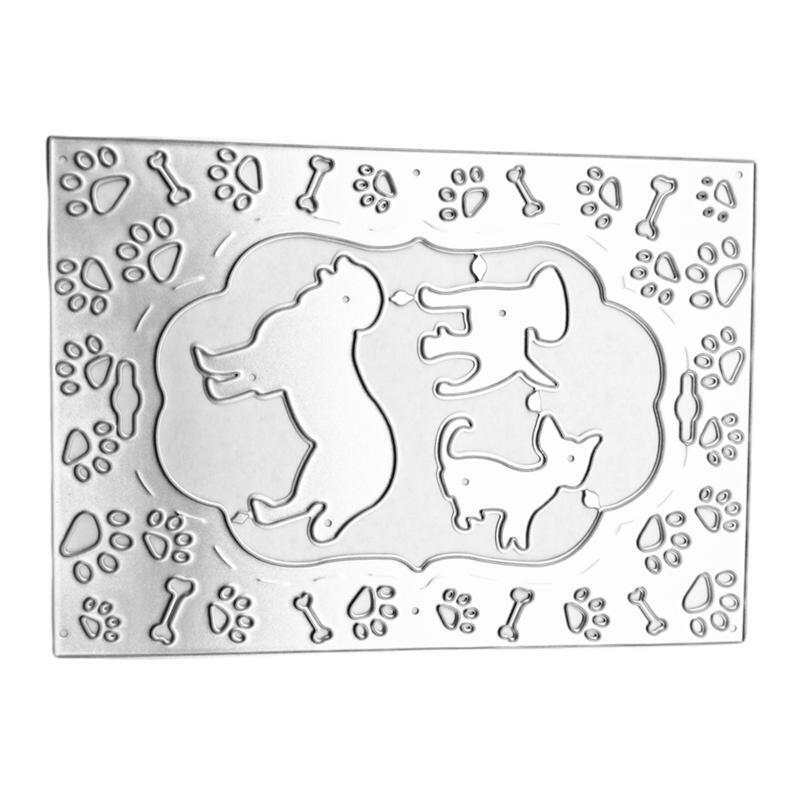 Cat Dog Bone Footprint Metal Cutting Dies Stencil Scrapbooking DIY Album Stamp