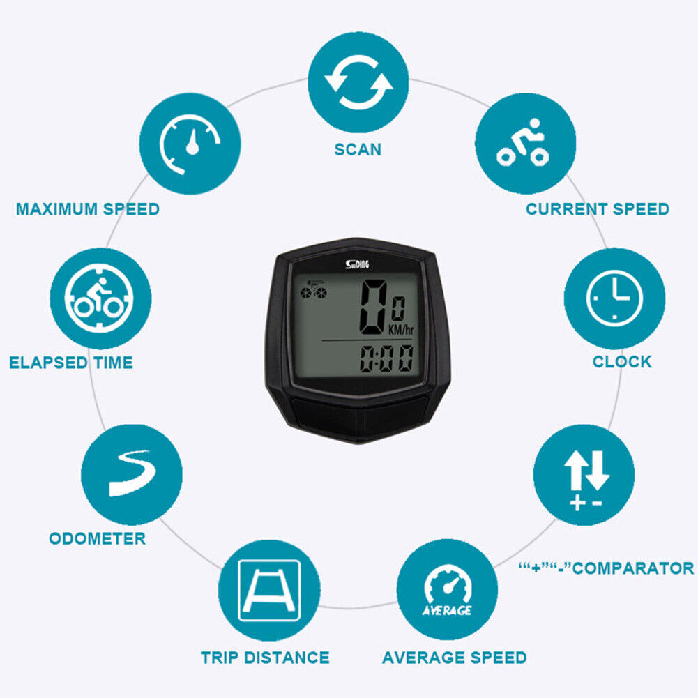Bicycle Wired Computers Speedometer Waterproof MTB Road Cycling Odometer