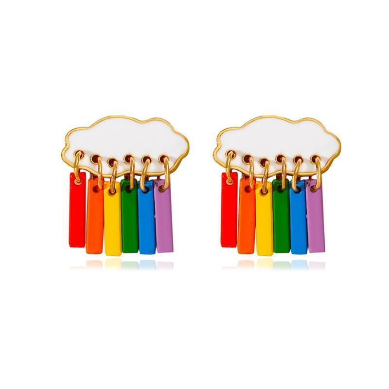Cute Cloud Raindrop Earrings Rainbow Pendant Earrings Women Wedding Jewelry Gift
