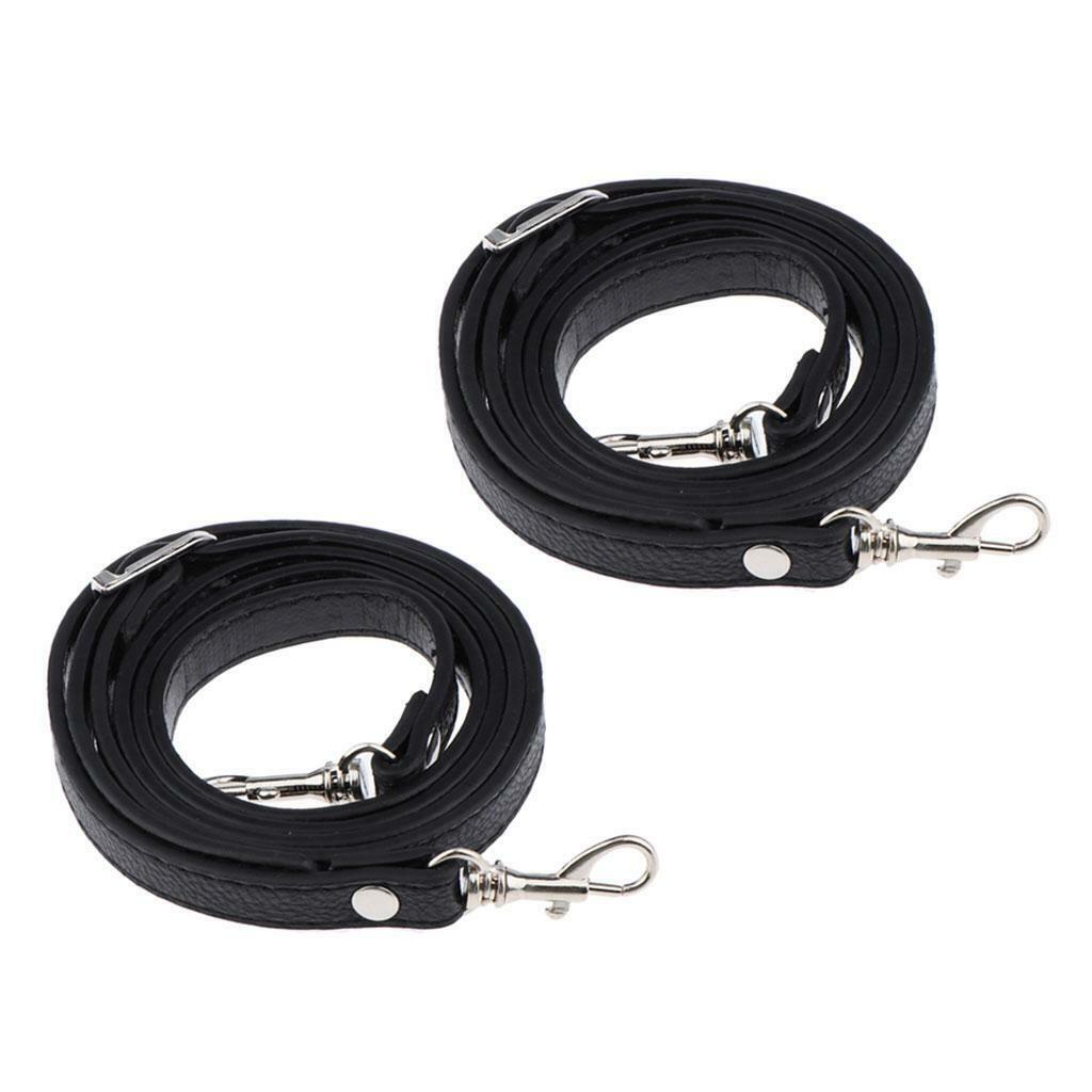 2x Handbag Leather Shoulder Strap Belt Replacement Black Crossbody Accessory