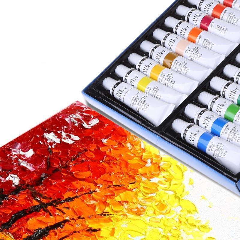 24 Colors Professional Oil Painting Paint Drawing Pigment 12ml Tubes Set Artist
