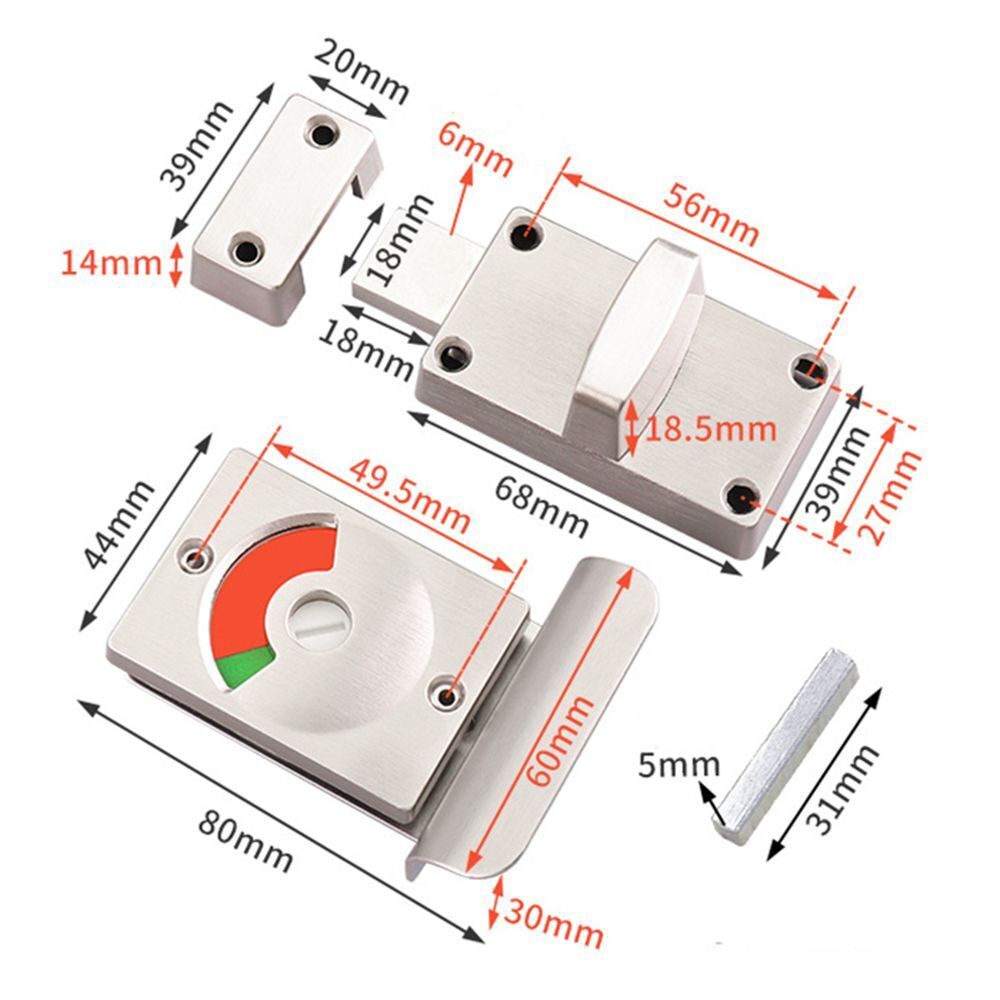 Lock Door Lock Toilet Convenient Lock Tool Partition Door Lock Stainless Steel