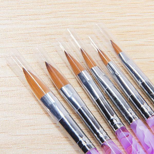Acrylic Nail Art UV Gel Carving Pen Brush Liquid Powder DIY Pack of 6