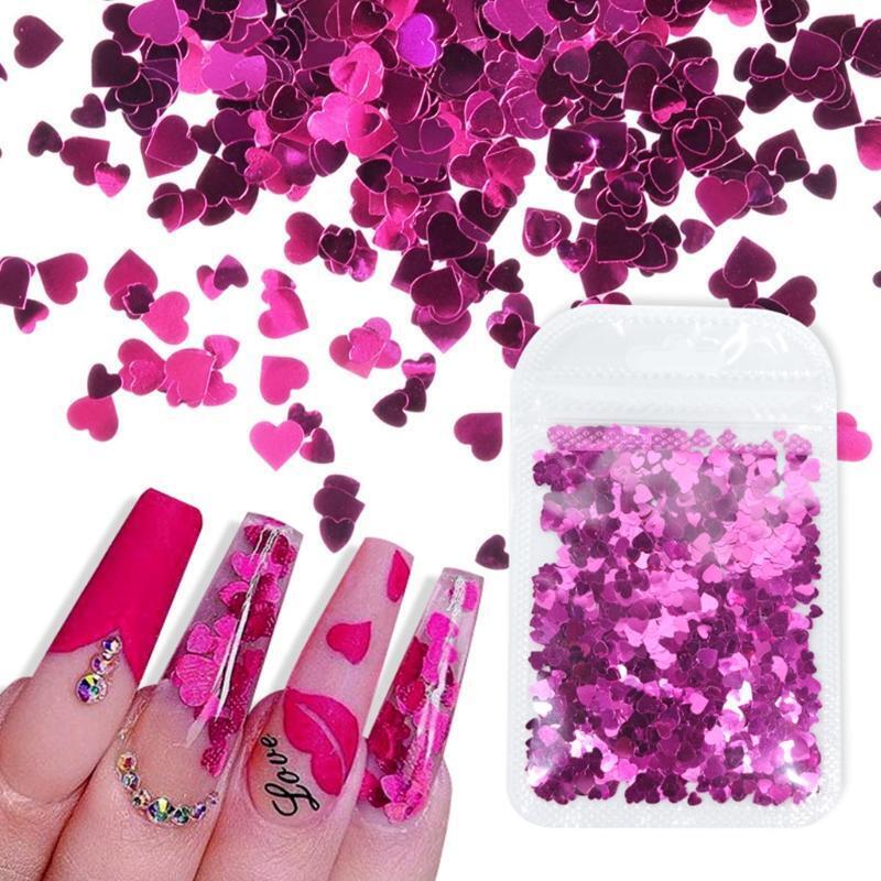 12 Color Holographic PET Glitter Flakes Heart Nail Art Decorations Glitter Flake