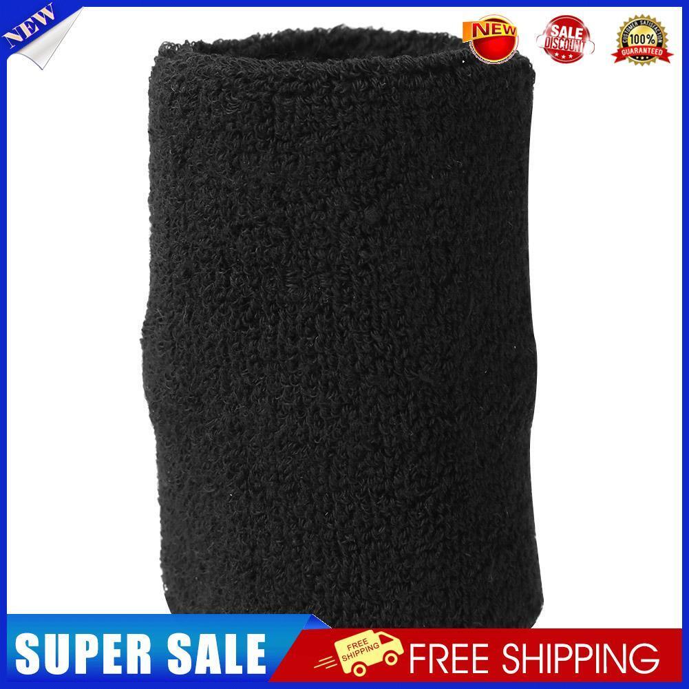 1 Pair Sweatband Towel Hand Band Gym Tennis Wristbands Wrist Support(Black)