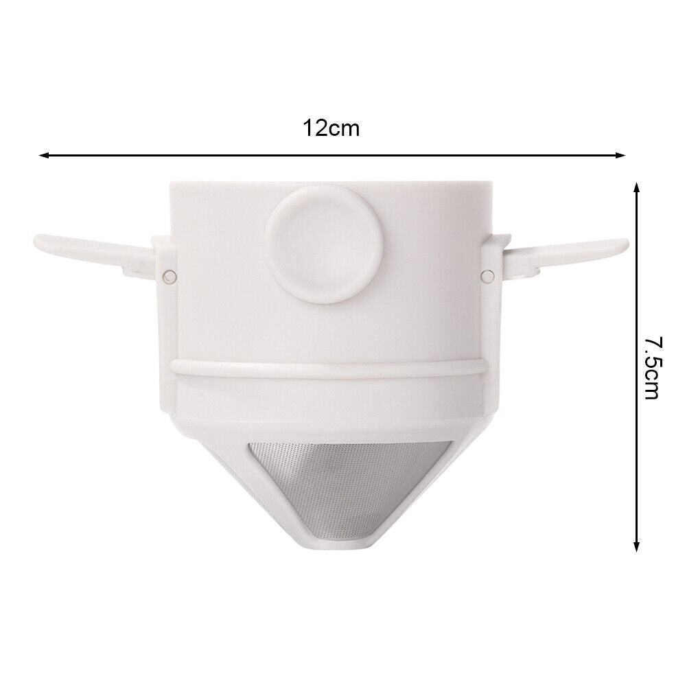 Stainless Steel Folding Coffee Filter with Brush Coffee Dripper (White)
