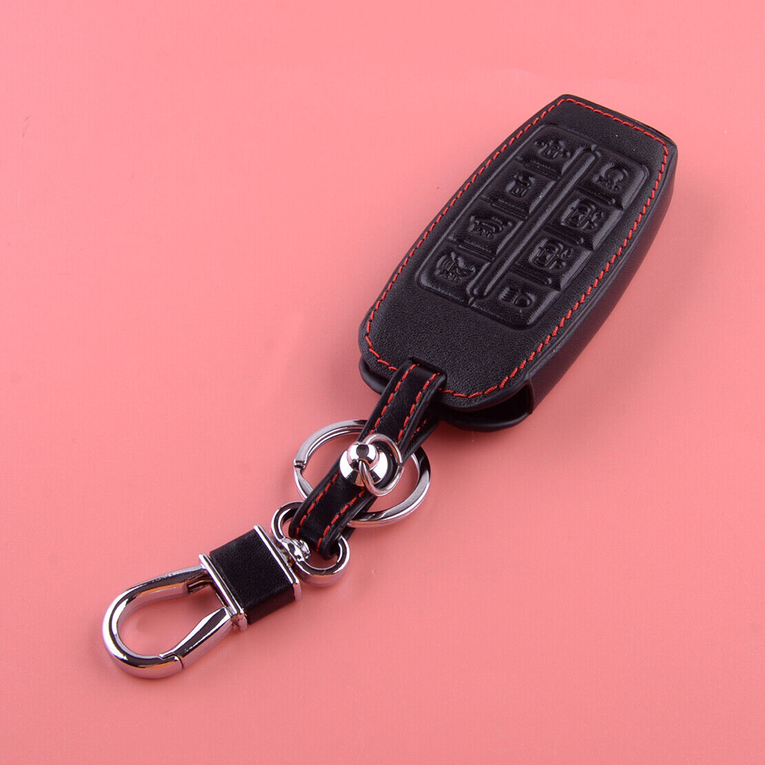 Leather Keychain Key Fob Cover Case Fit For Hyundai Genesis G80 2020-2021
