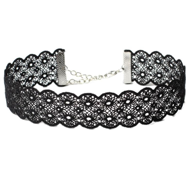 Lolita Choker Collar Goth Lace Choker Necklace Wide Punk Garter Leg Rings
