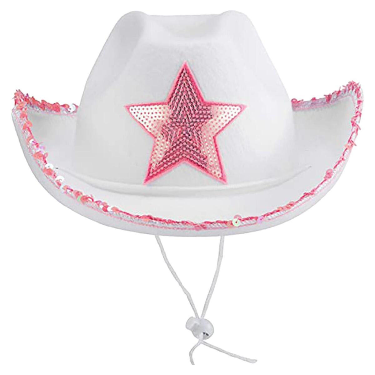 Novelty Cowboy Hat with Tiara Sun Hats Adjustable Neck Draw String Wide Brim