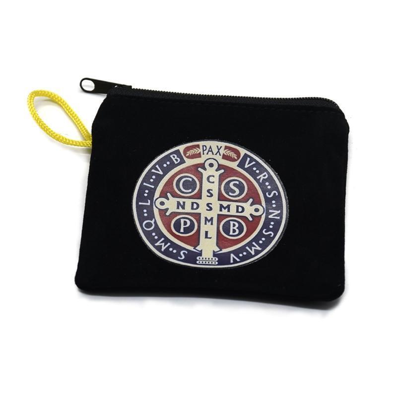 Cross Pattern Storage Bag Cloth Bags with Zipper and Lanyard for Home Outdoor