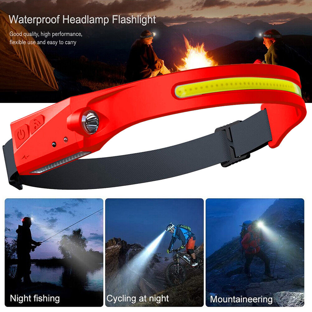 2pcs Waterproof LED Headlamp Outdoor Cycling Running Work Light (Black+Red)