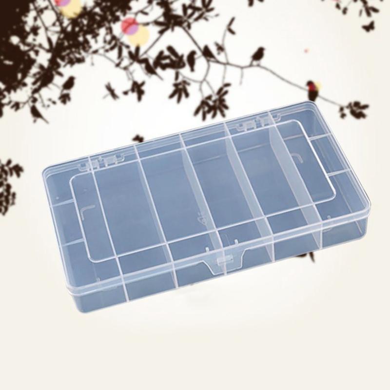 Portable 6 Grids Compartment Plastic Storage Box Practical Toolbox Transparent