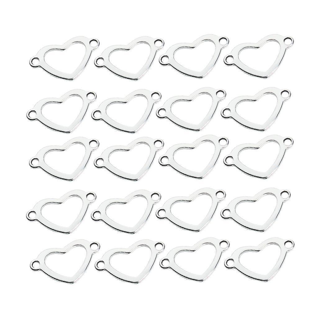 20 Pieces Metal Flat Heart Shaped Blank Coin Stamping Charms Tag Pendants