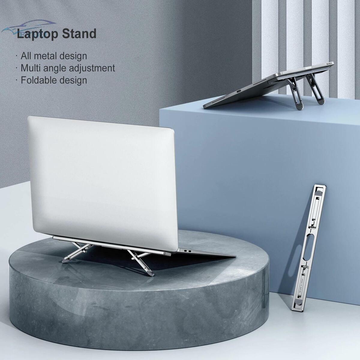 CNC Aluminum Vertical Laptop Stand Adjustable Angle Foldable Holder For Tablet
