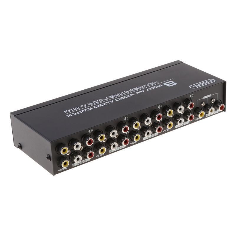 8-Way AV Switch RCA Switcher 8 in 1 out Composite Video L/R Selector Box for DVD