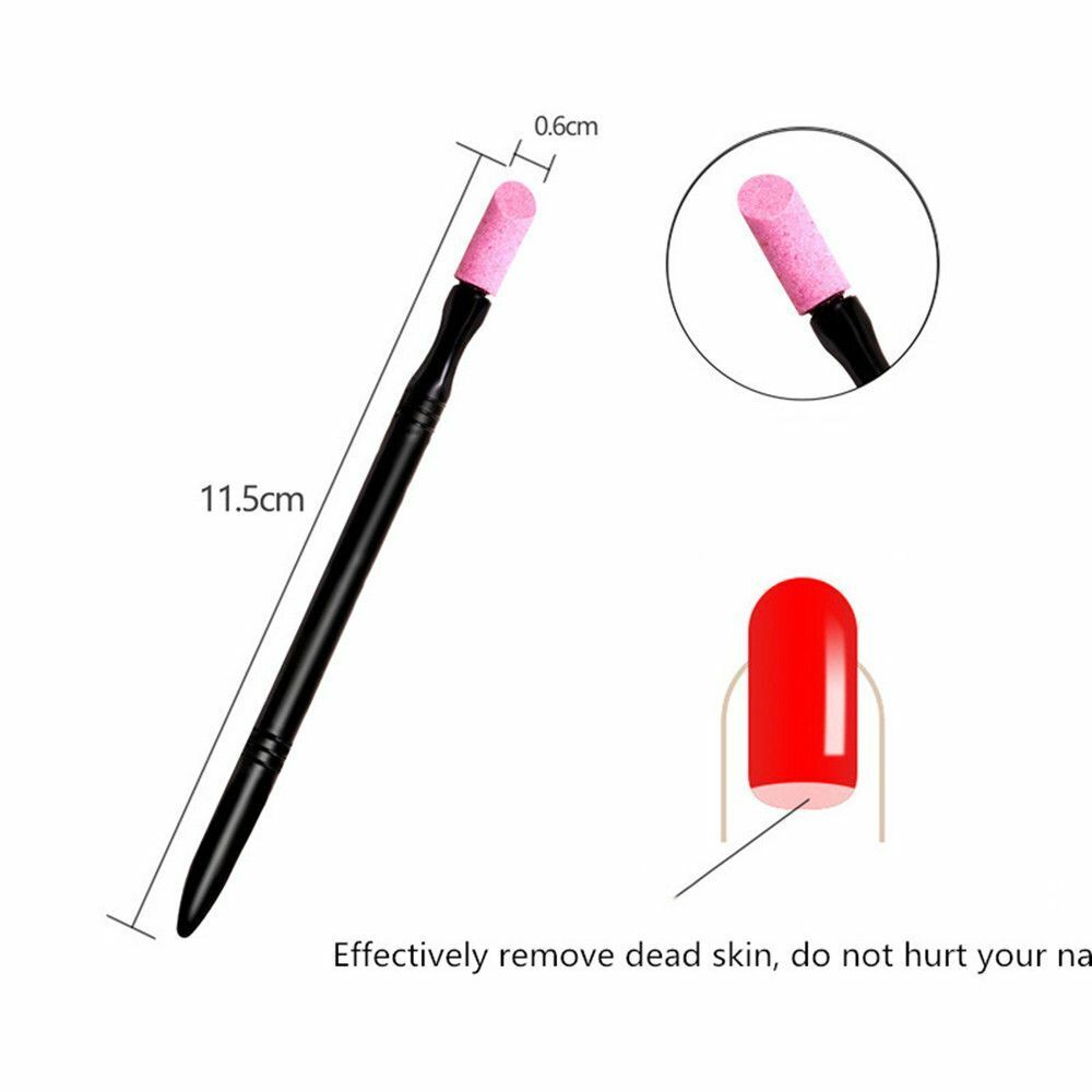 Manicure Quartz Double-ended Dead Skin Remover Cuticle Pusher Nail File Pen