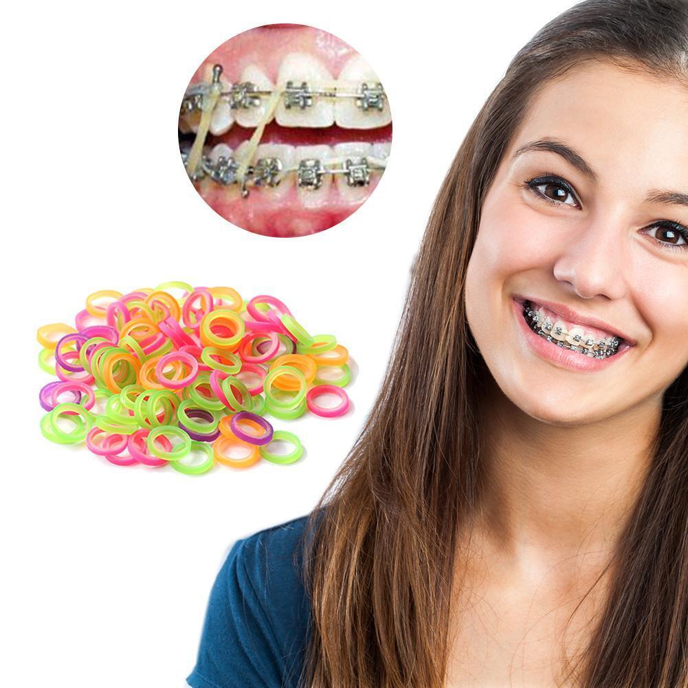 100pcs Orthodontic Rubber Bands Latex Braces Transparent Traction (3/16)