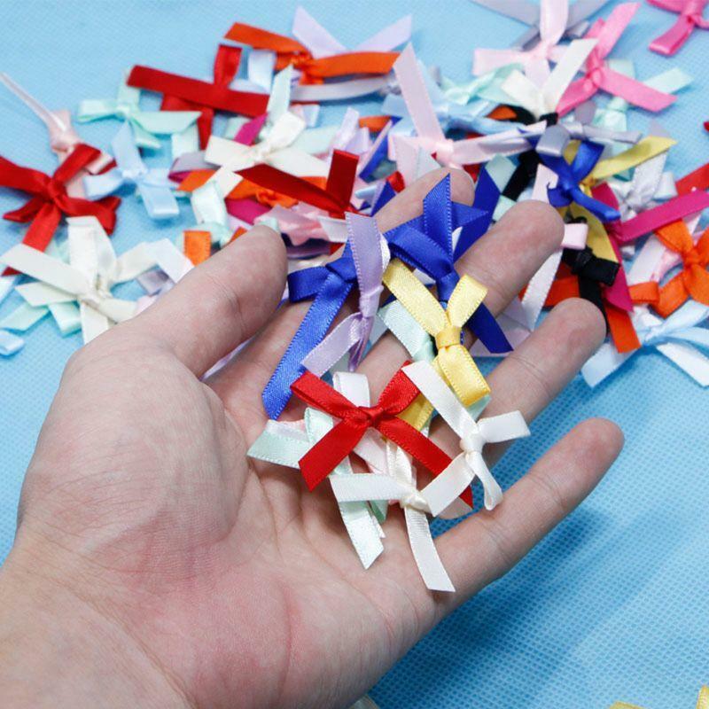 100Pcs Mini Satin Ribbon Flowers Bows Gift Craft Wedding Decoration ornament