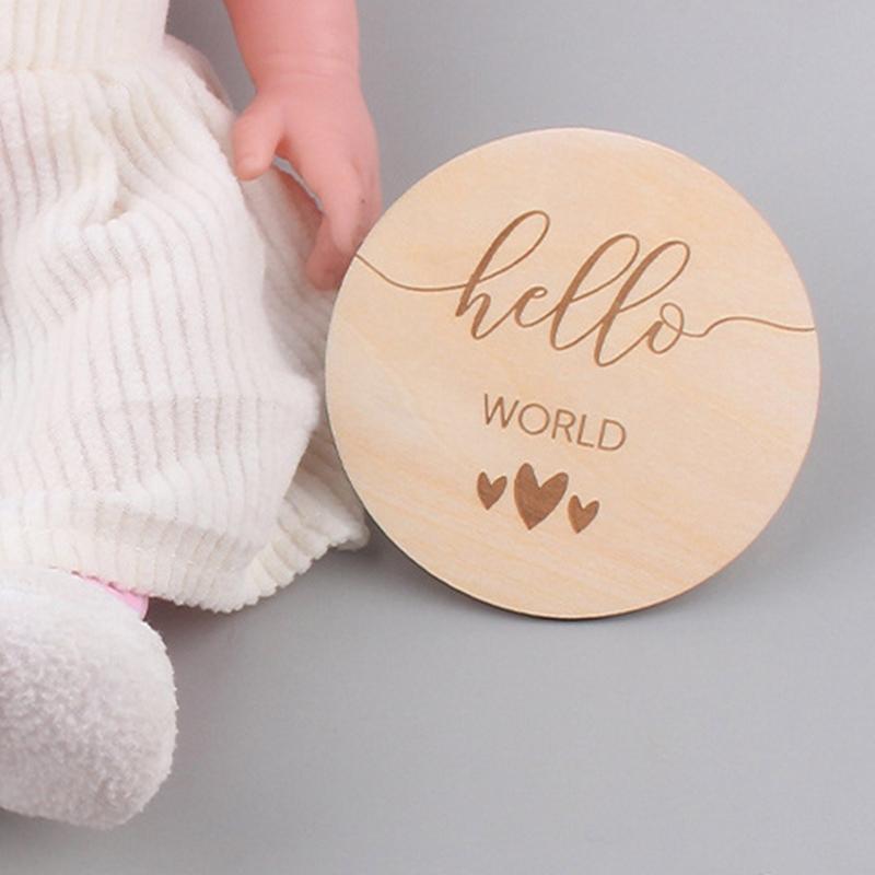 12 Pcs/Set Baby Wooden Cards Newborn Memorial Cards Monthly Recording Birth Card