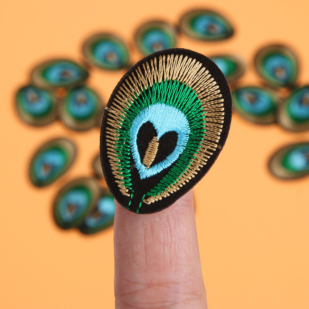 20pcs Peacock Eye Embroidered Cloth Iron On Patch Sew Motif Applique