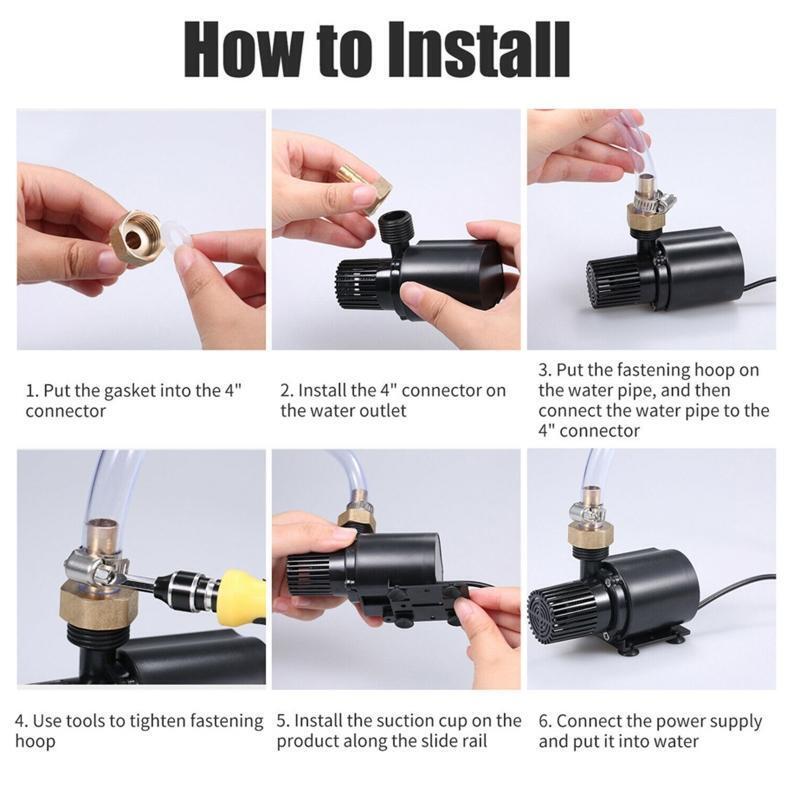 Brushless DC Water Pump Lift 500cm Submersible Fountain Aquarium Circulating