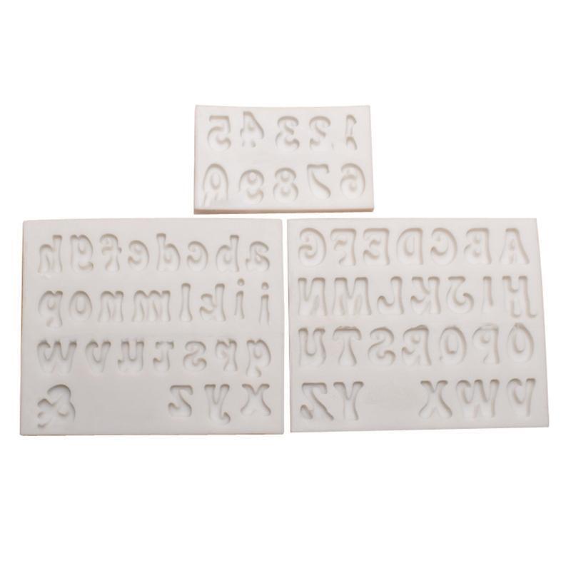 Set of 3 Chocolate Molds English Alphabet Number Shape Silicone Jelly Cake Molds