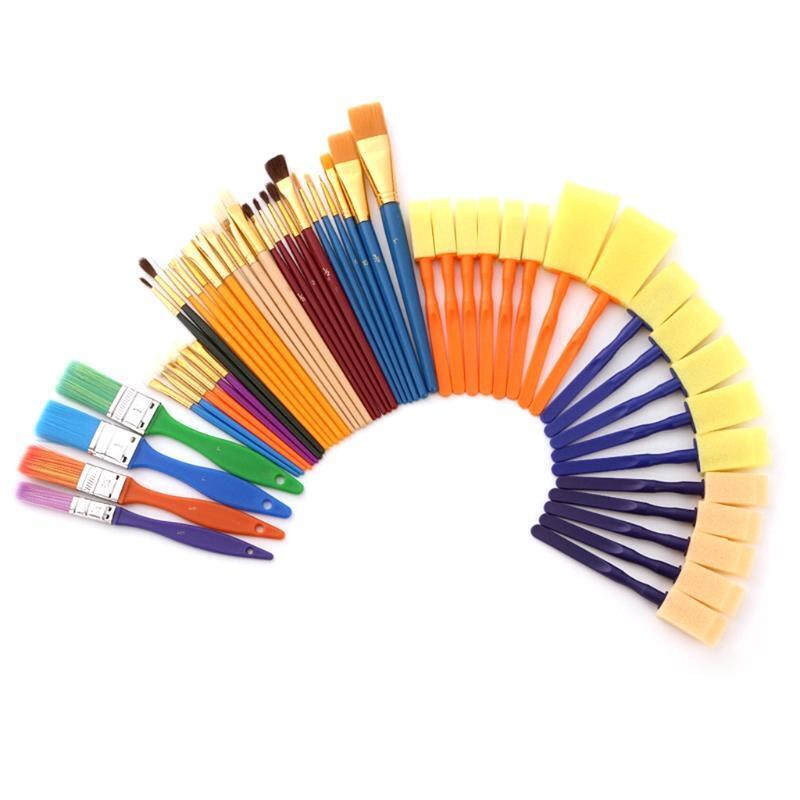 50Pcs Flat Brush Sponge Brush Set Small Medium Large Anti-sheding Nylon Brushes