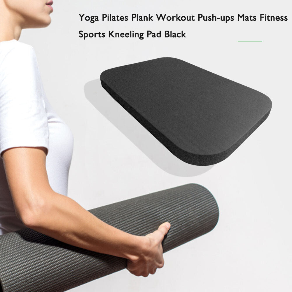 Yoga Pilates Plank Workout Push-ups Mats Fitness Sports Kneeling Pad Black