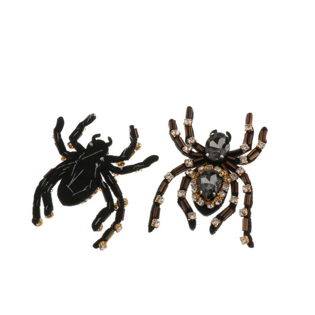 2 Pieces Spider Rhinestone Patch / Applique DIY Sewing Supplies