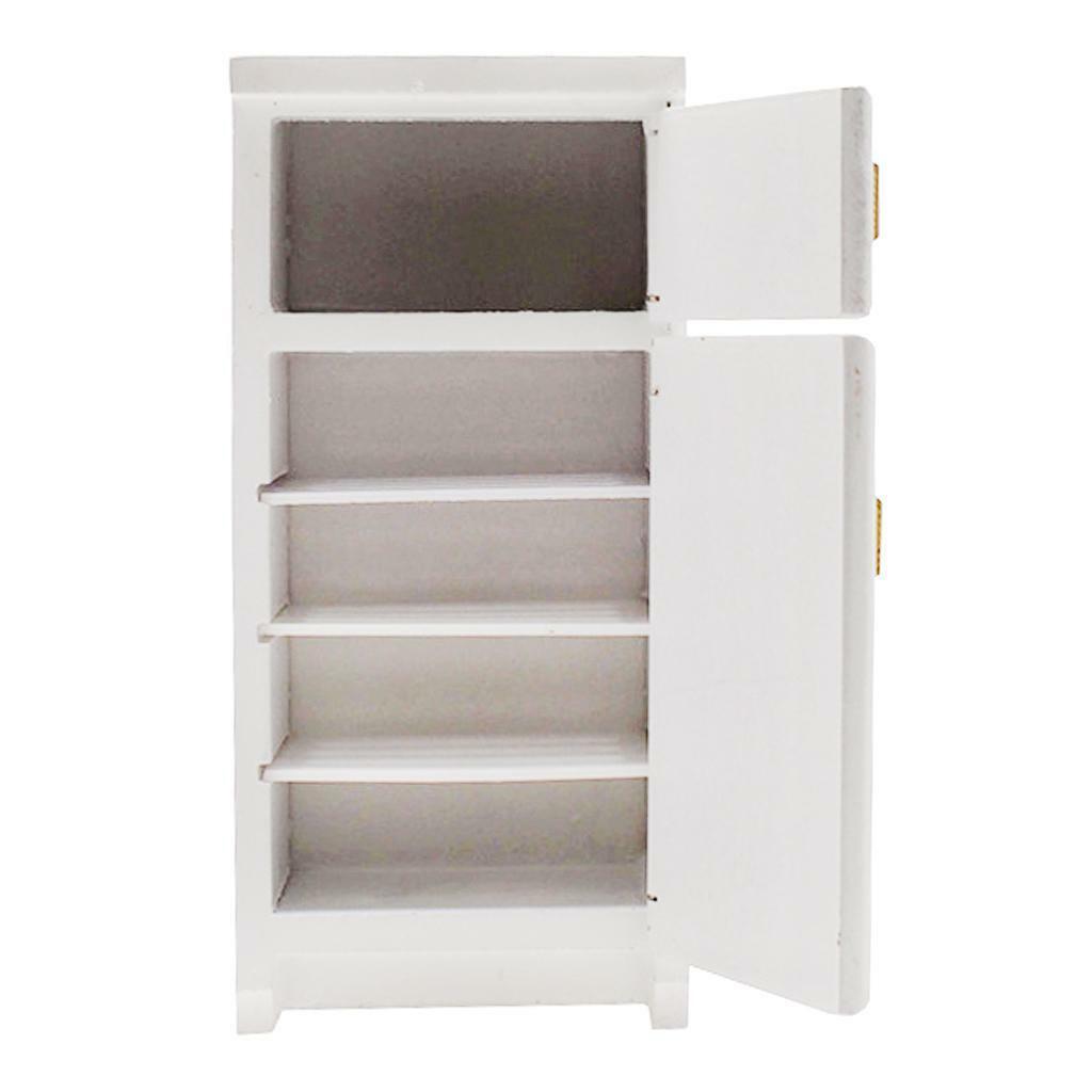 Simulation 1:12 Wooden Rocking  Refrigerator Life Scene Decoration