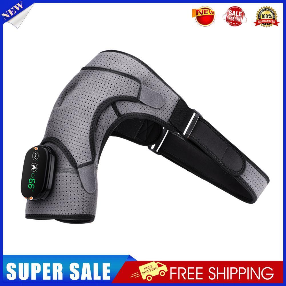 Heating Vibration Massage Shoulder Brace Therapy Support Belt (Grey Black)