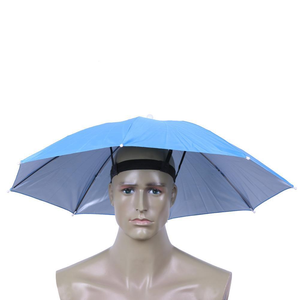 Anti-Rain Elastic Band Head Umbrella Hat Outdoor Sunscreen Tool(Sky Blue)